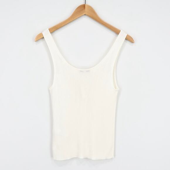 NWT Madewell Scoopneck Sweater Tank Slim Fit Drapey Ribbed Ivory Size Medium - Picture 2 of 7